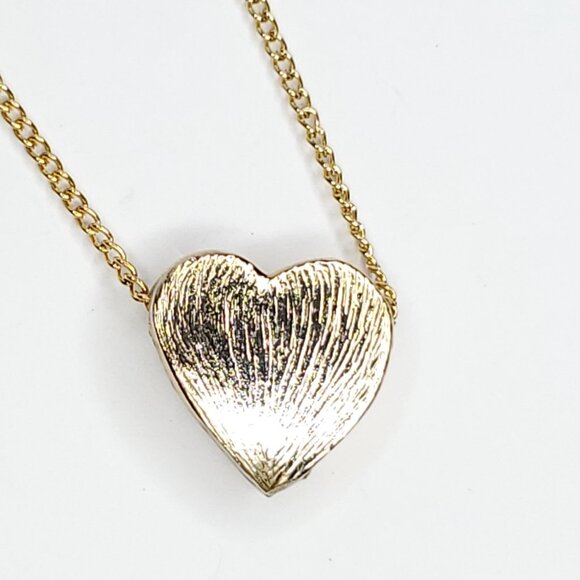 Vintage Heart Pendant Necklace Goldtone Puff Thick Heavy 3/4" X 16" - Picture 4 of 4